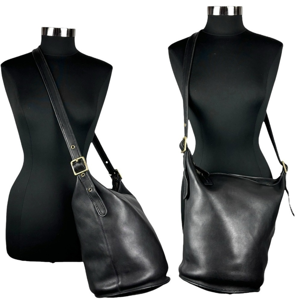 COACH VINTAGE 80S EXTRA LARGE BLACK GLOVETAN LEATHER CLASSIC DUFFLE SAC FEED BAG